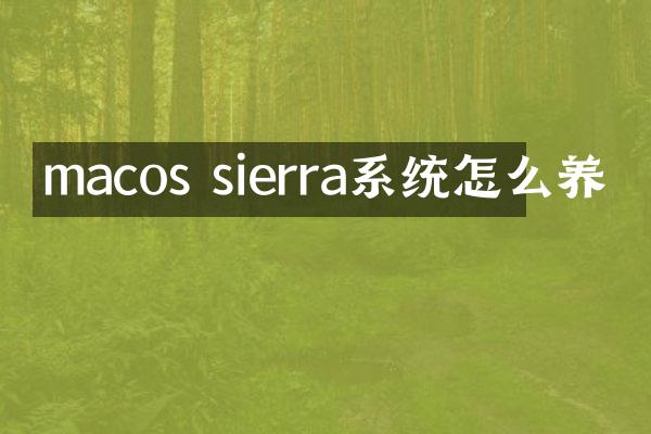 macos sierra系统怎么养