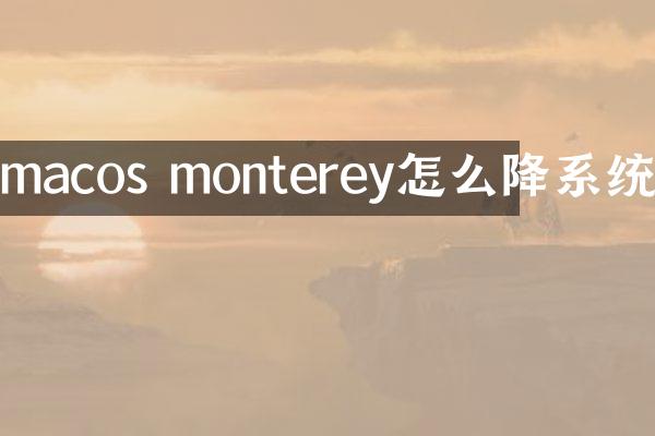 macos monterey怎么降系统