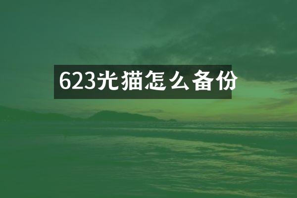 623光猫怎么备份