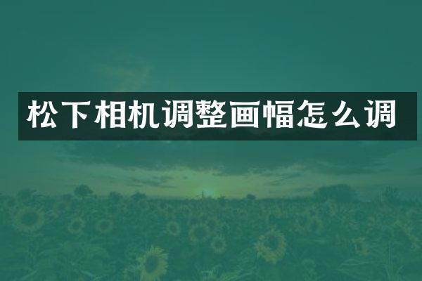 松下相机调整画幅怎么调
