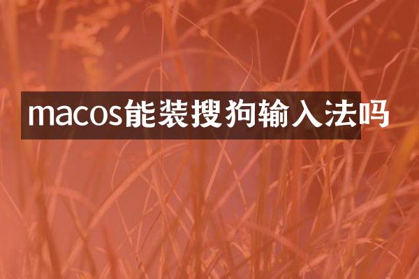 macos能装搜狗输入法吗