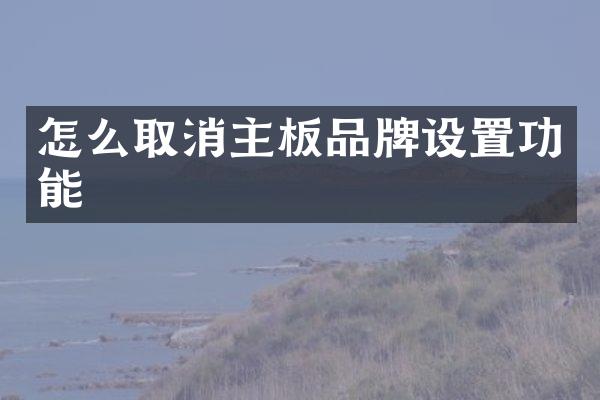 怎么取消主板品牌设置功能