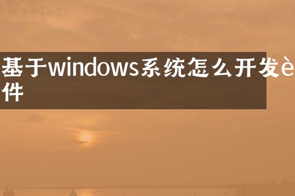基于windows系统怎么开发软件