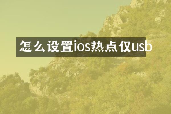 怎么设置ios热点仅usb