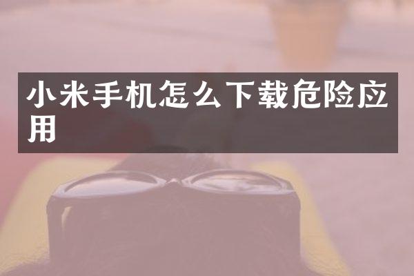 小米手机怎么下载危险应用