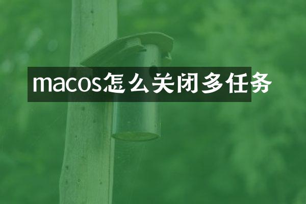 macos怎么关闭多任务