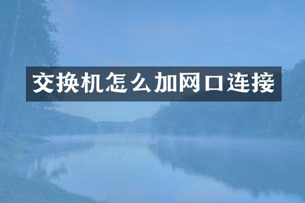 交换机怎么加网口连接
