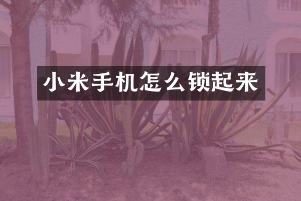 小米手机怎么锁起来
