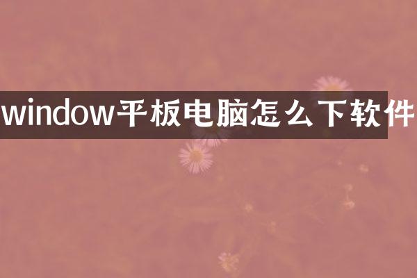 window平板电脑怎么下软件