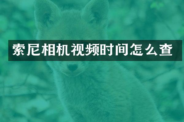 索尼相机视频时间怎么查