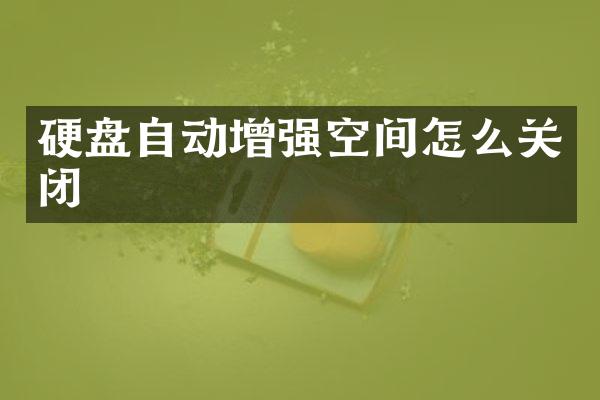 硬盘自动增强空间怎么关闭