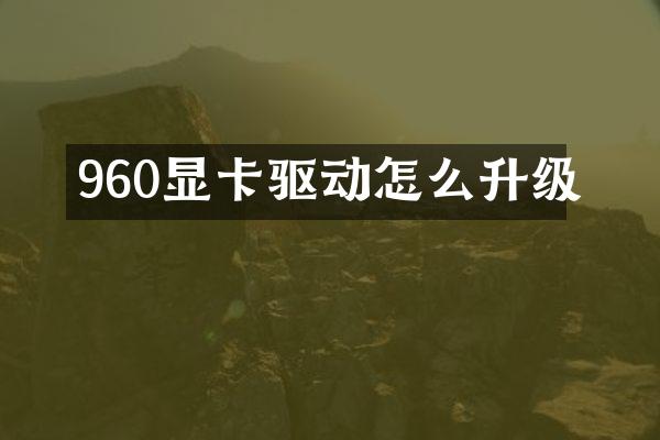 960显卡驱动怎么升级
