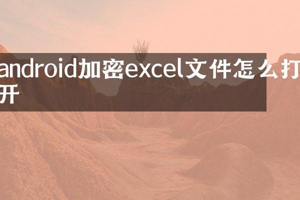 android加密excel文件怎么打开