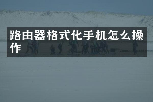 路由器格式化手机怎么操作