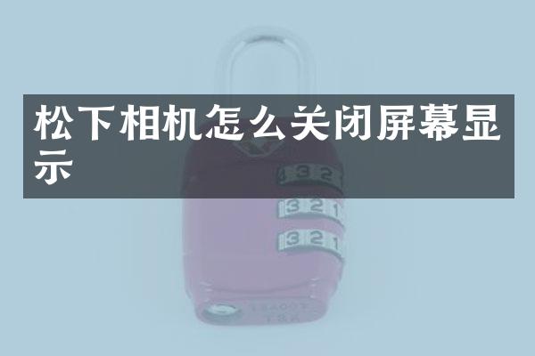 松下相机怎么关闭屏幕显示