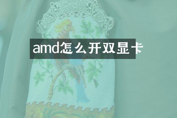 amd怎么开双显卡