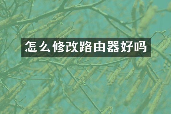 怎么修改路由器好吗