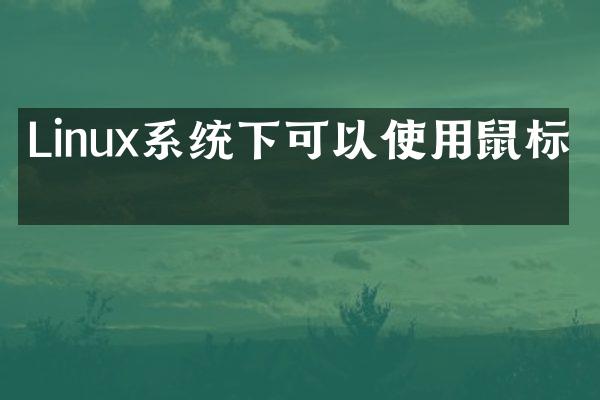 Linux系统下可以使用鼠标吗