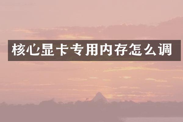 核心显卡专用内存怎么调