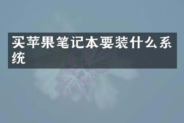 买苹果笔记本要装什么系统