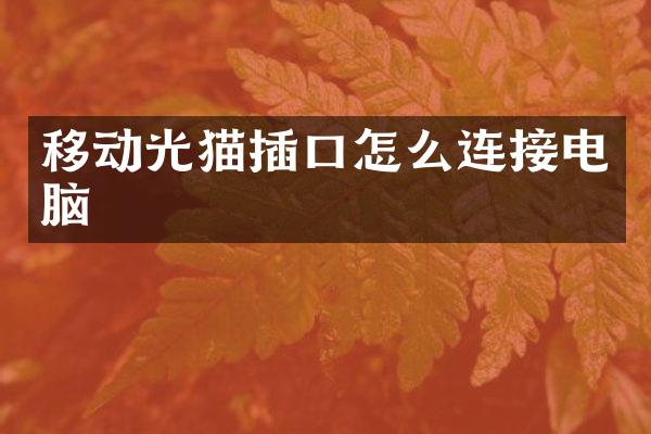 移动光猫插口怎么连接电脑