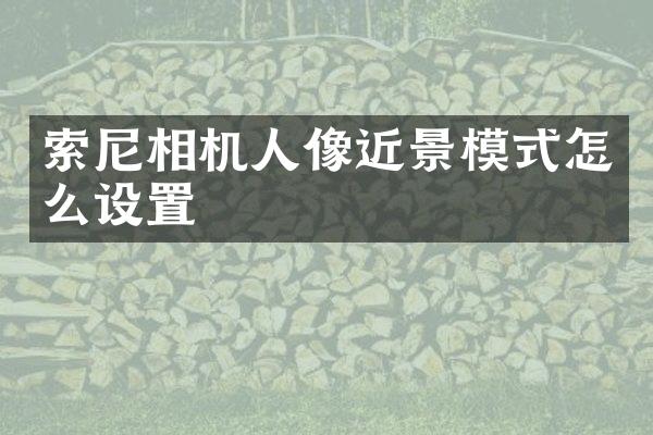 索尼相机人像近景模式怎么设置