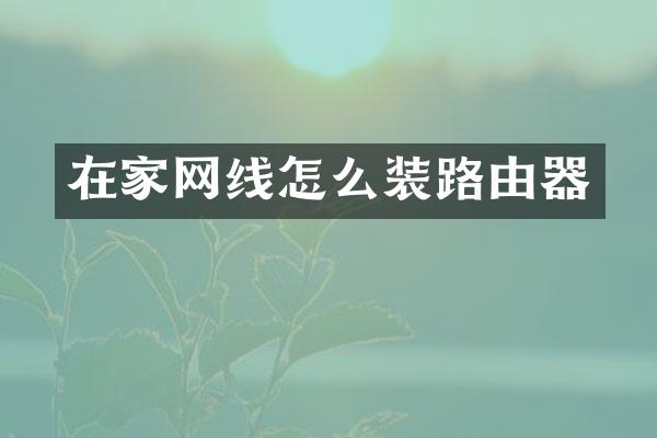 在家网线怎么装路由器