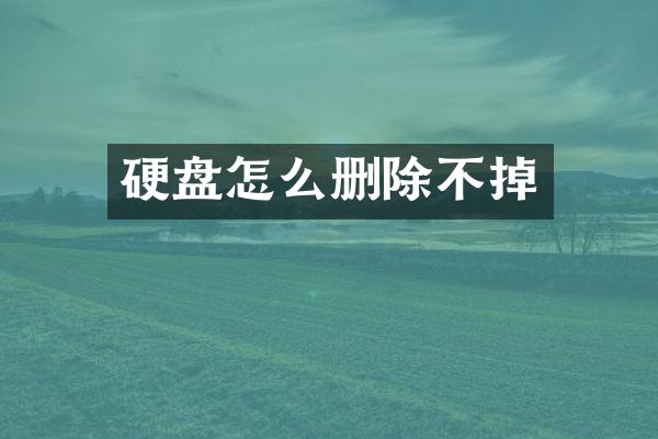 硬盘怎么删除不掉
