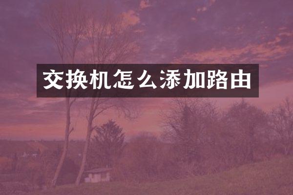 交换机怎么添加路由