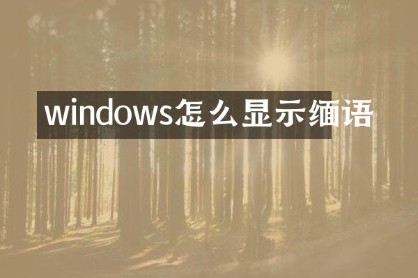 windows怎么显示缅语