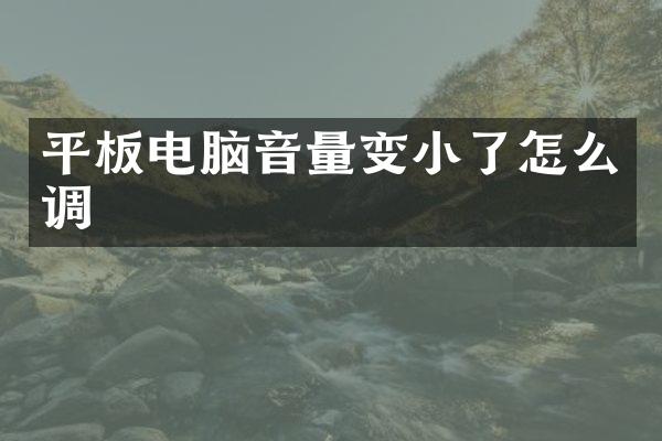 平板电脑音量变小了怎么调