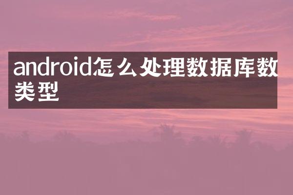 android怎么处理数据库数据类型
