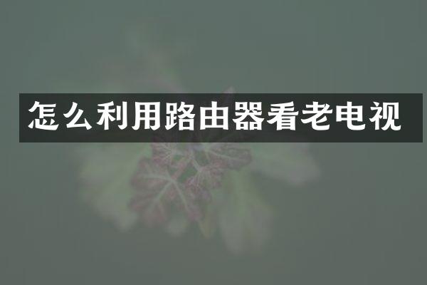 怎么利用路由器看老电视