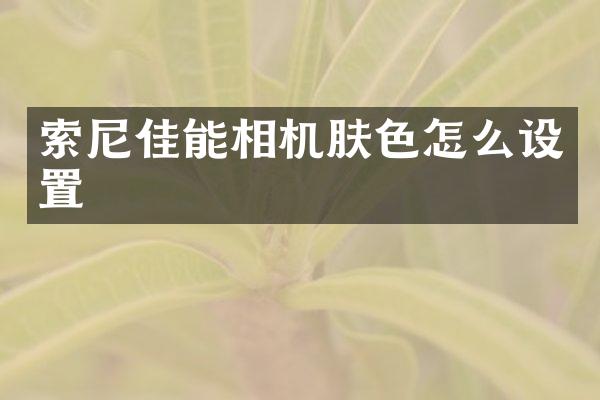索尼佳能相机肤色怎么设置