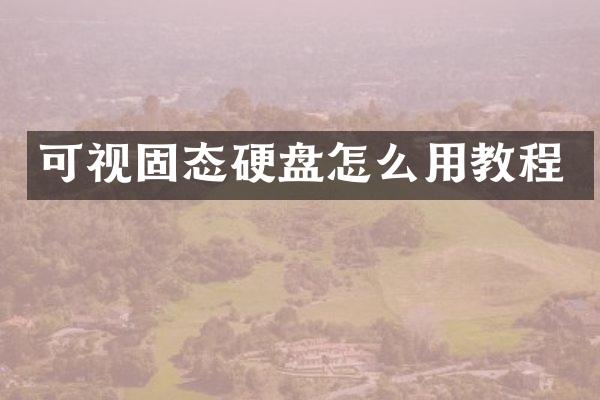 可视固态硬盘怎么用教程