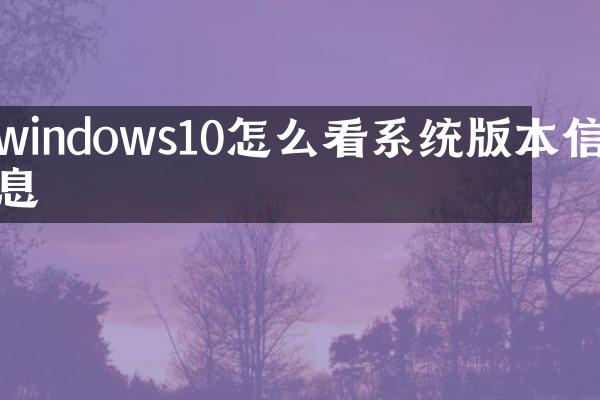windows10怎么看系统版本信息