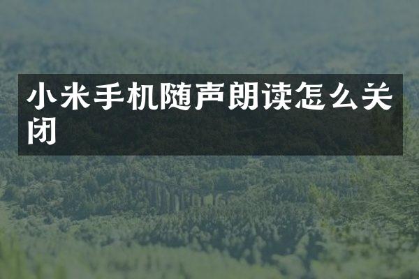 小米手机随声朗读怎么关闭