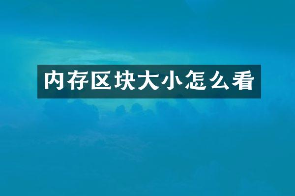 内存区块大小怎么看