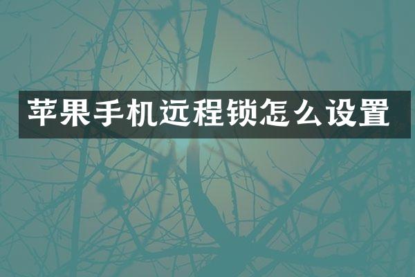 苹果手机远程锁怎么设置