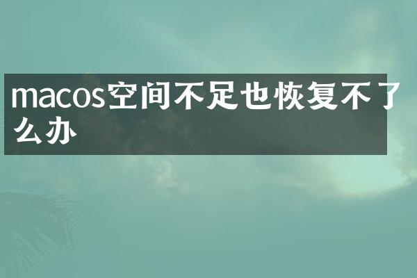 macos空间不足也恢复不了怎么办