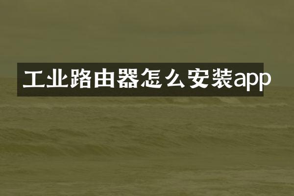 工业路由器怎么安装app
