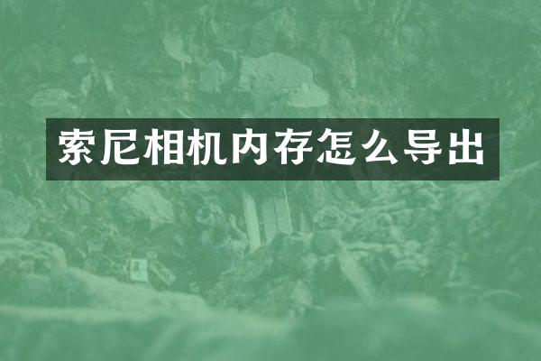 索尼相机内存怎么导出