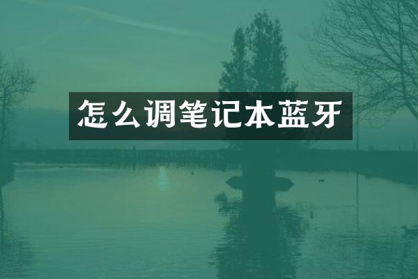 怎么调笔记本蓝牙