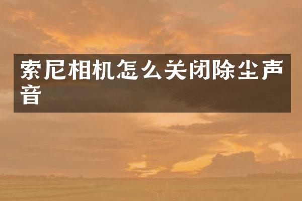 索尼相机怎么关闭除尘声音