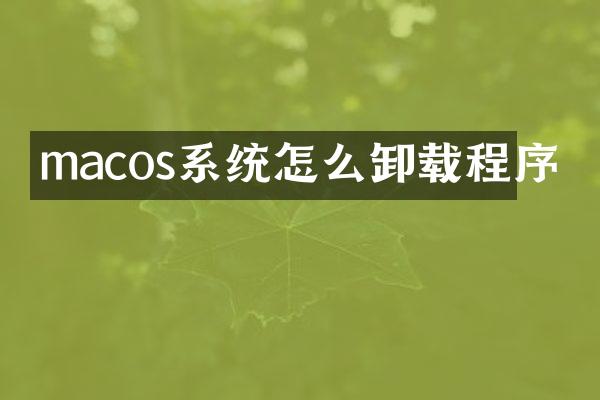 macos系统怎么卸载程序