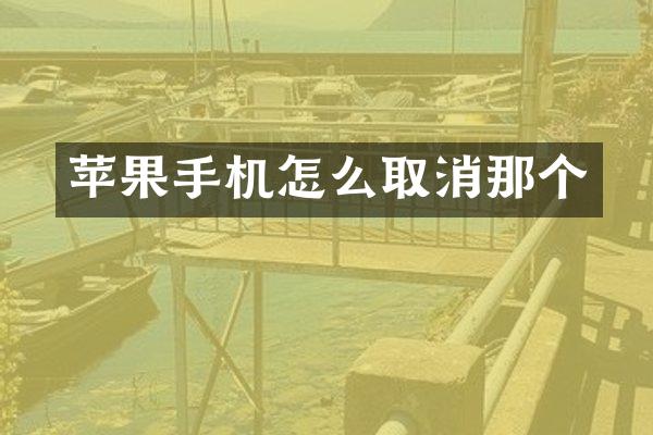 苹果手机怎么取消那个