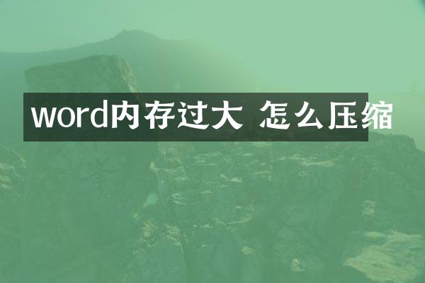 word内存过大 怎么压缩