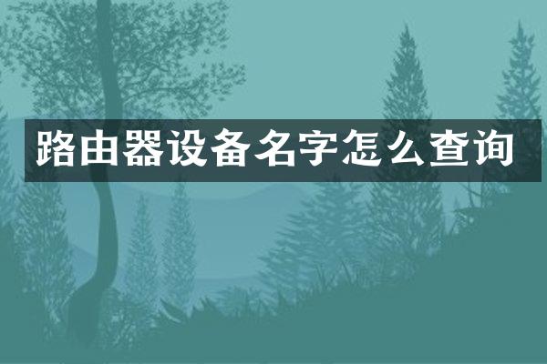 路由器设备名字怎么查询