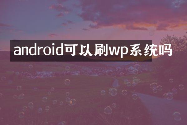 android可以刷wp系统吗