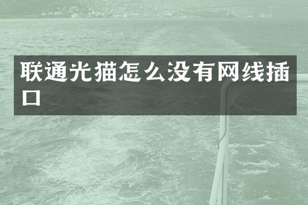 联通光猫怎么没有网线插口